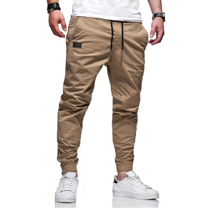 Joggers Men Slim Fit with Elastic Waistband and Side Pockets | L&S - 4 - London-stylehouse.com