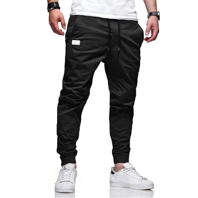 Joggers Men Slim Fit with Elastic Waistband and Side Pockets | L&S - 7 - London-stylehouse.com