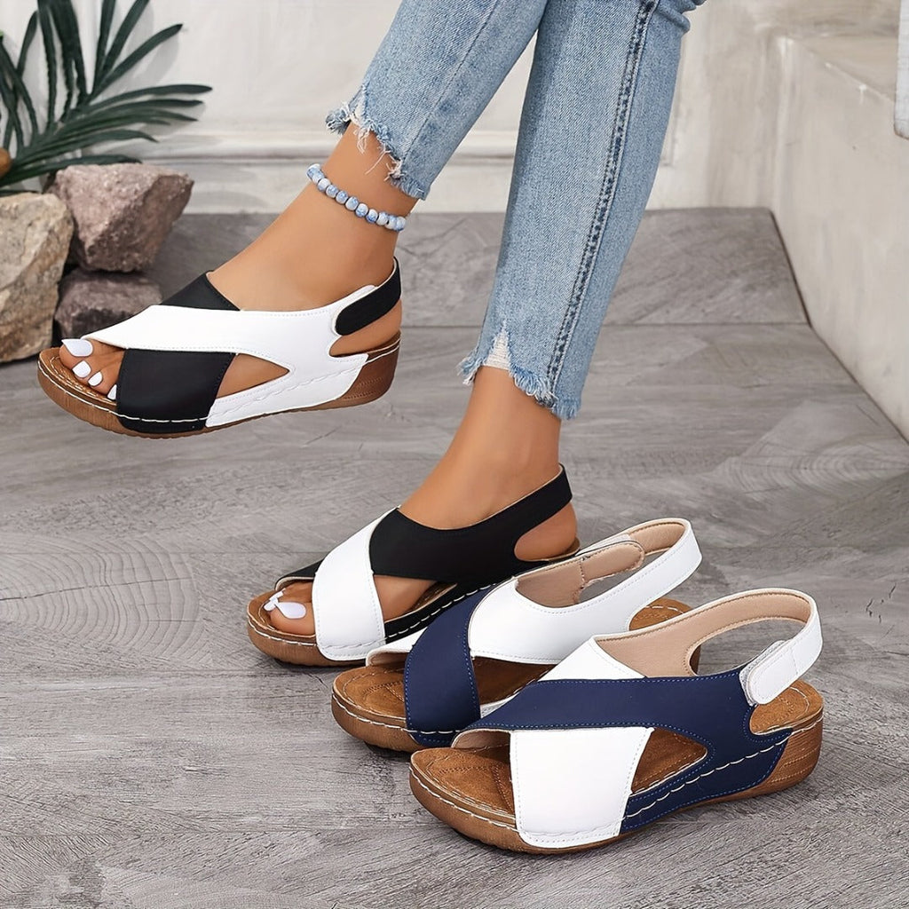 Women's Sandals with Open-Heel Design + Trendy Crossover Straps | L&S - 1 - London-stylehouse.com