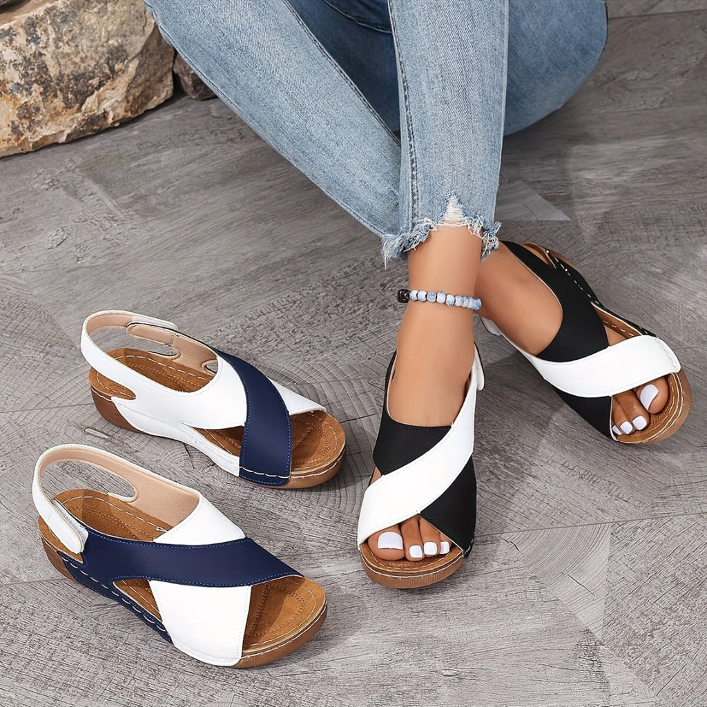 Women's Sandals with Open-Heel Design + Trendy Crossover Straps | L&S - 2 - London-stylehouse.com
