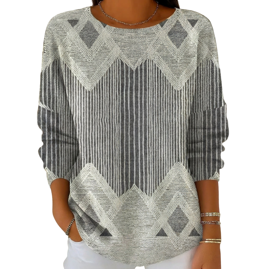 Women's Pullover with Geometric Pattern and Relaxed Fit | L&S - 3 - London-stylehouse.com