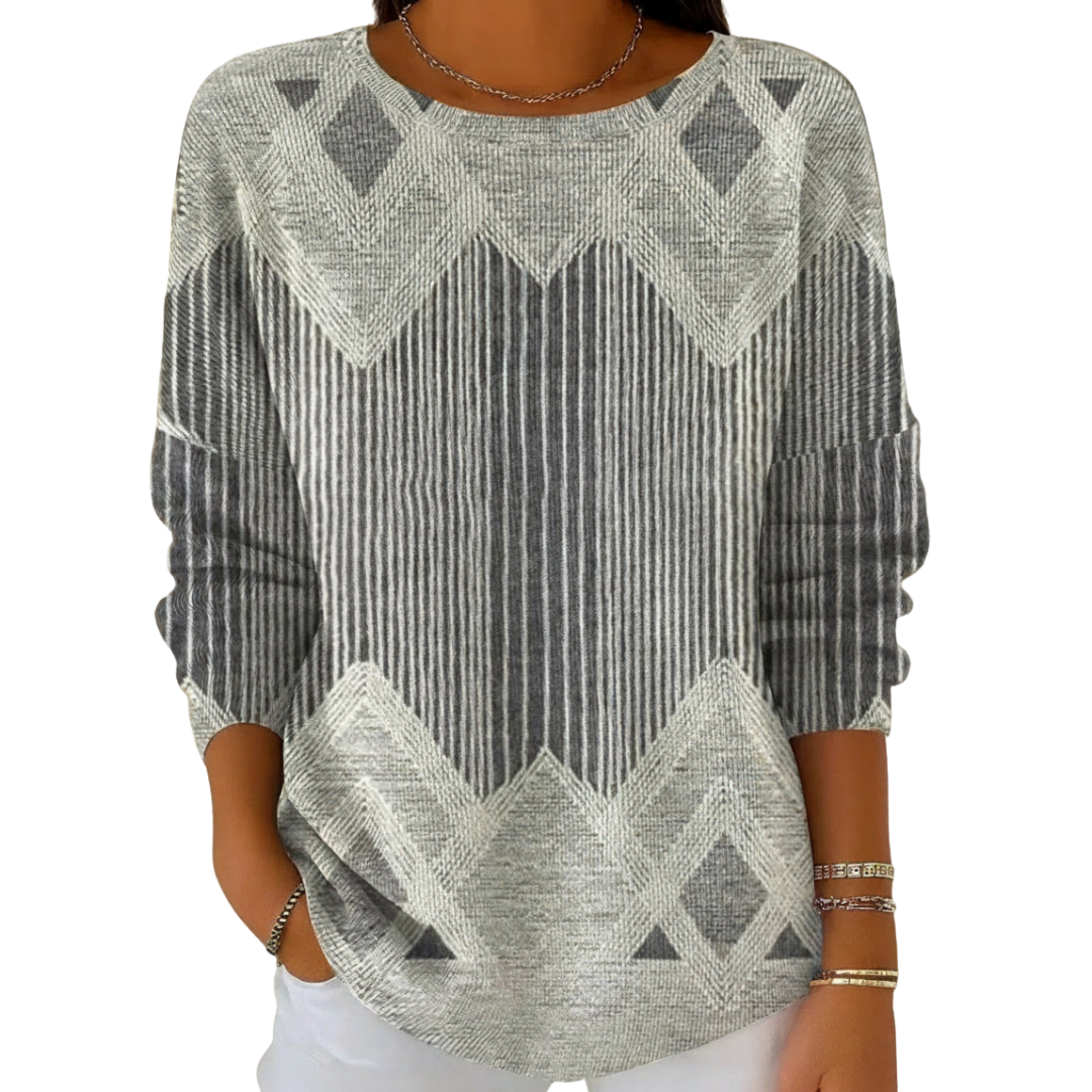 Women's Pullover with Geometric Pattern and Relaxed Fit | L&S - 3 - London-stylehouse.com