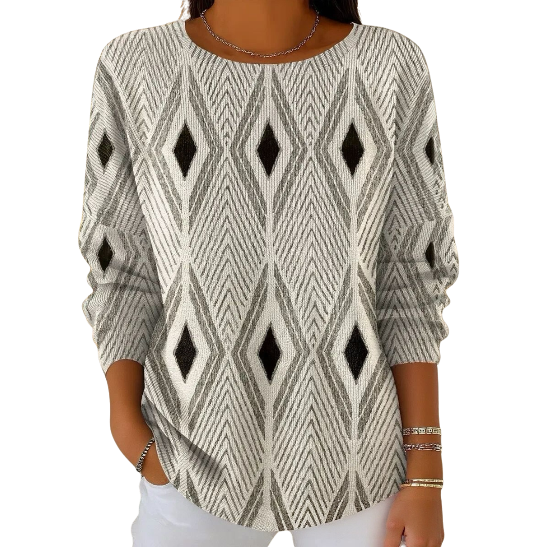 Women's Pullover with Geometric Pattern and Relaxed Fit | L&S - 4 - London-stylehouse.com