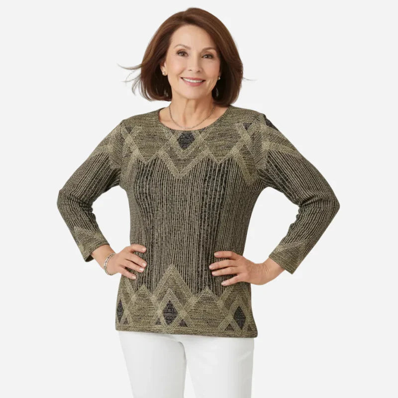 Women's Pullover with Geometric Pattern and Relaxed Fit | L&S - 6 - London-stylehouse.com