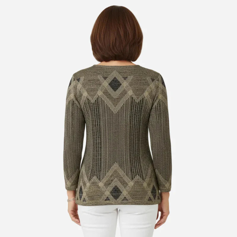 Women's Pullover with Geometric Pattern and Relaxed Fit | L&S - 7 - London-stylehouse.com