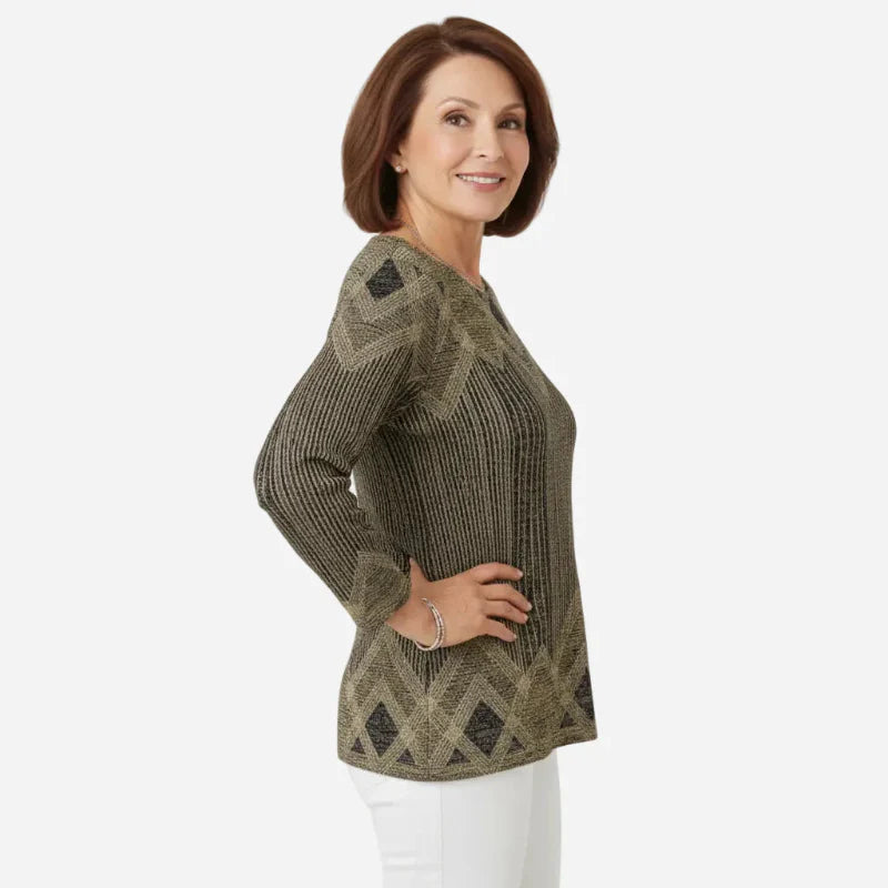 Women's Pullover with Geometric Pattern and Relaxed Fit | L&S - 8 - London-stylehouse.com