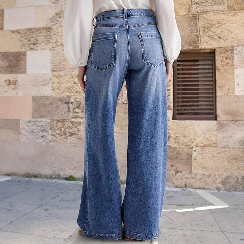 Wide Leg Trousers Women's High-Waisted Cut with Flattering Fit | L&S - 2 - London-stylehouse.com