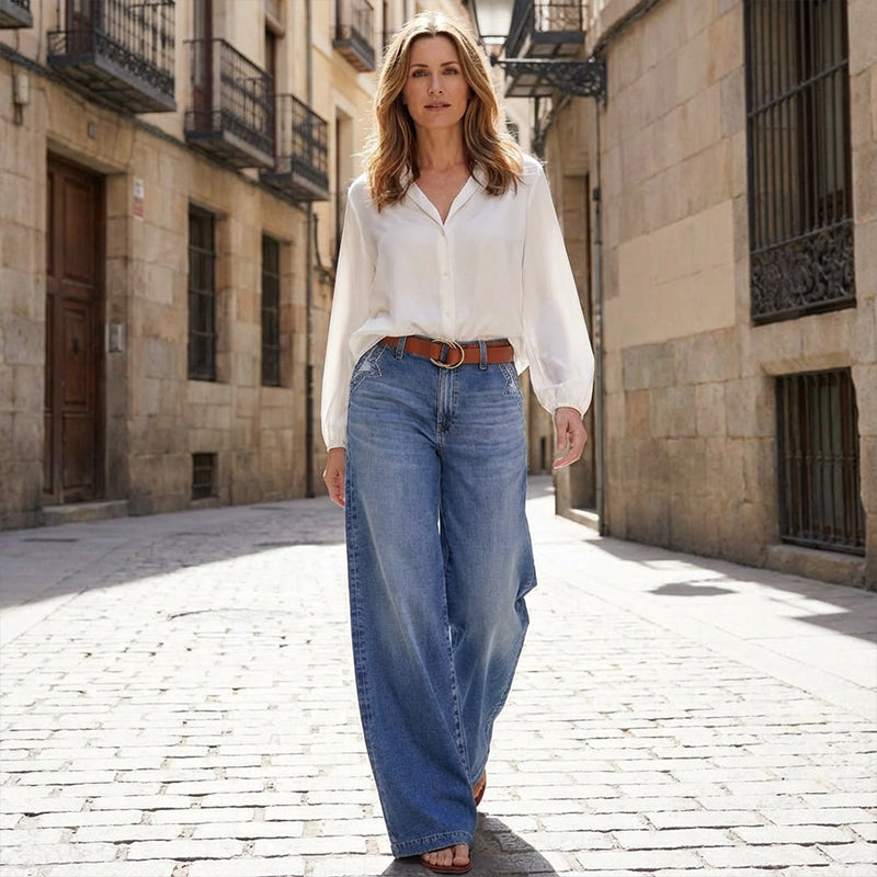 Wide Leg Trousers Women's High-Waisted Cut with Flattering Fit | L&S - 5 - London-stylehouse.com