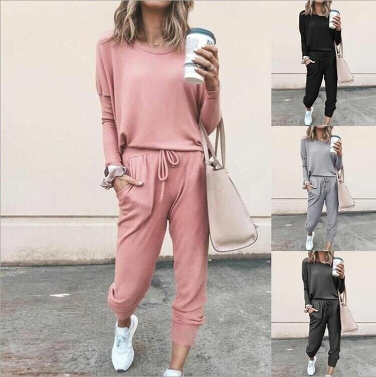 Two-Piece Set Women's Relaxed Fit with Drawstring Waist | L&S - 1 - London-stylehouse.com