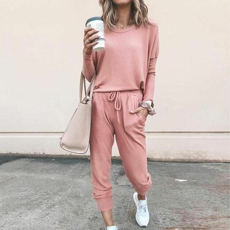 Two-Piece Set Women's Relaxed Fit with Drawstring Waist | L&S - 2 - London-stylehouse.com