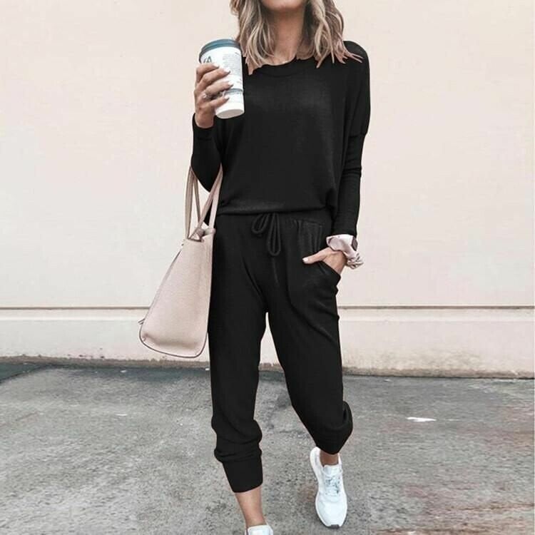 Two-Piece Set Women's Relaxed Fit with Drawstring Waist | L&S - 3 - London-stylehouse.com