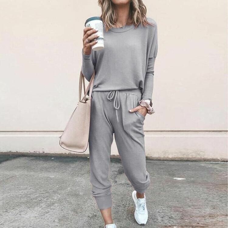 Two-Piece Set Women's Relaxed Fit with Drawstring Waist | L&S - 4 - London-stylehouse.com