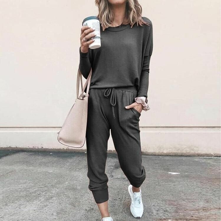 Two-Piece Set Women's Relaxed Fit with Drawstring Waist | L&S - 5 - London-stylehouse.com