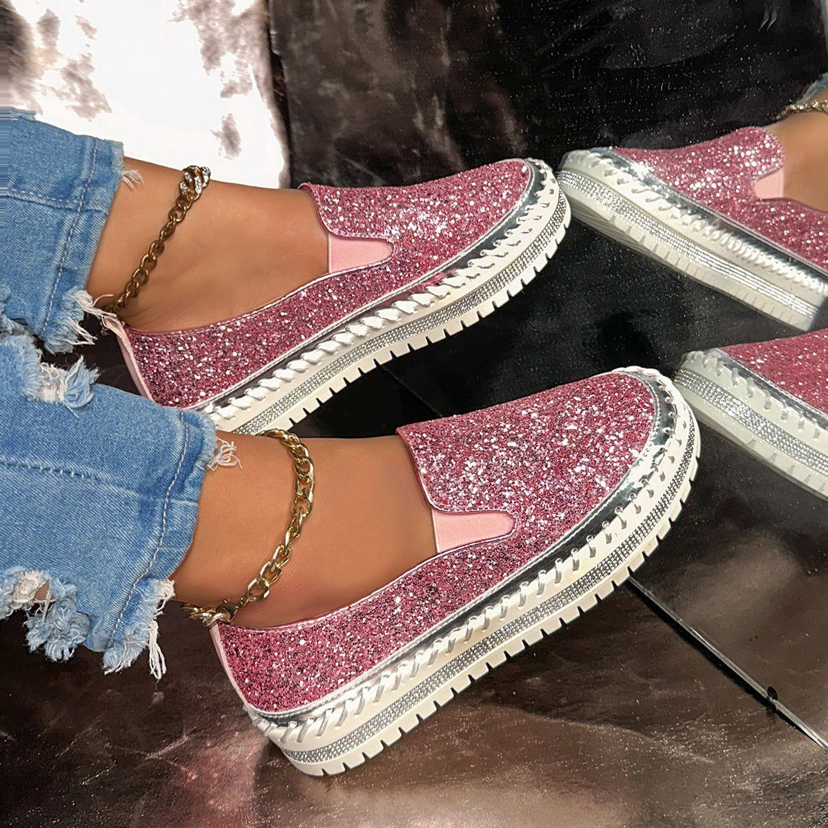 Women's Slip-On Shoes with Glitter Detailing | L&S - 6 - London-stylehouse.com