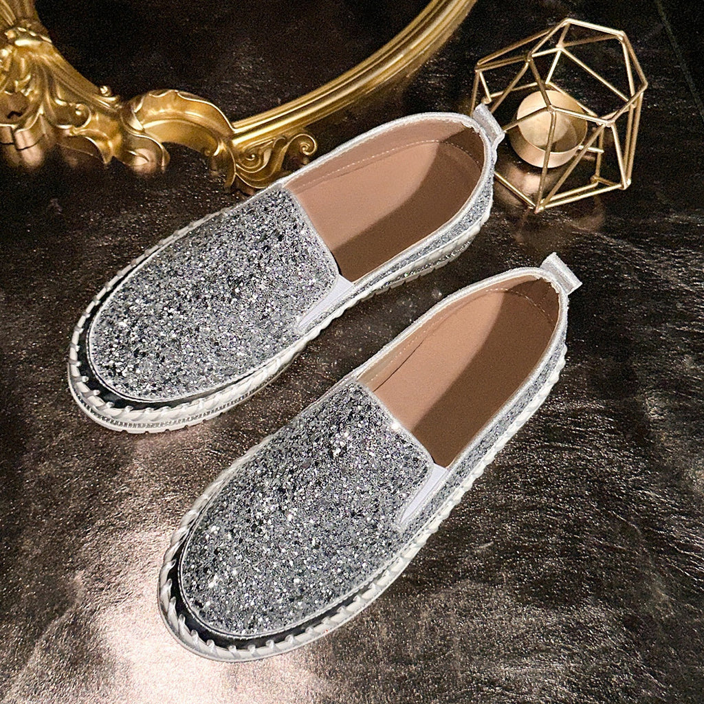 Women's Slip-On Shoes with Glitter Detailing | L&S - 13 - London-stylehouse.com