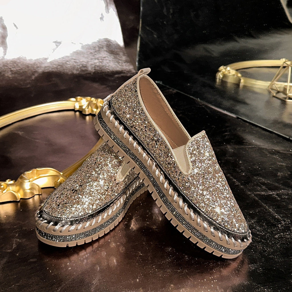 Women's Slip-On Shoes with Glitter Detailing | L&S - 15 - London-stylehouse.com