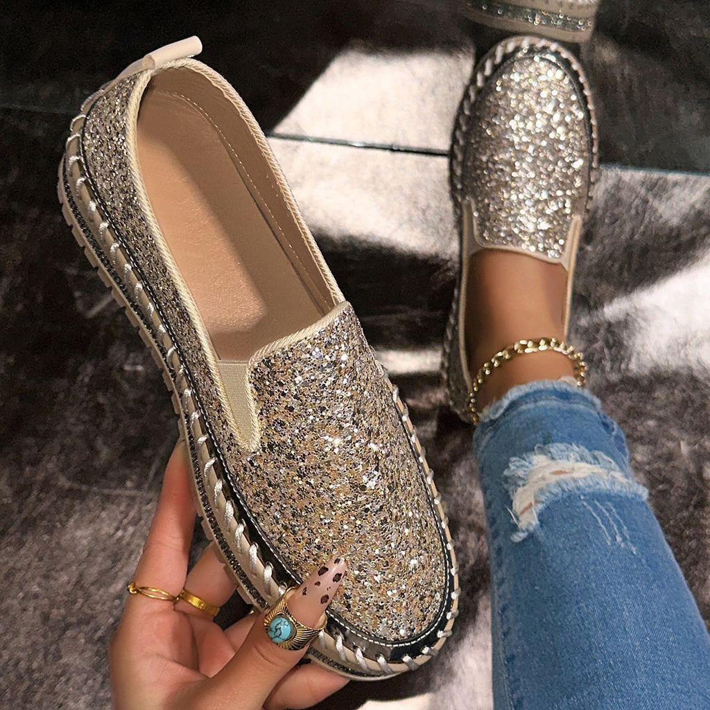 Women's Slip-On Shoes with Glitter Detailing | L&S - 16 - London-stylehouse.com