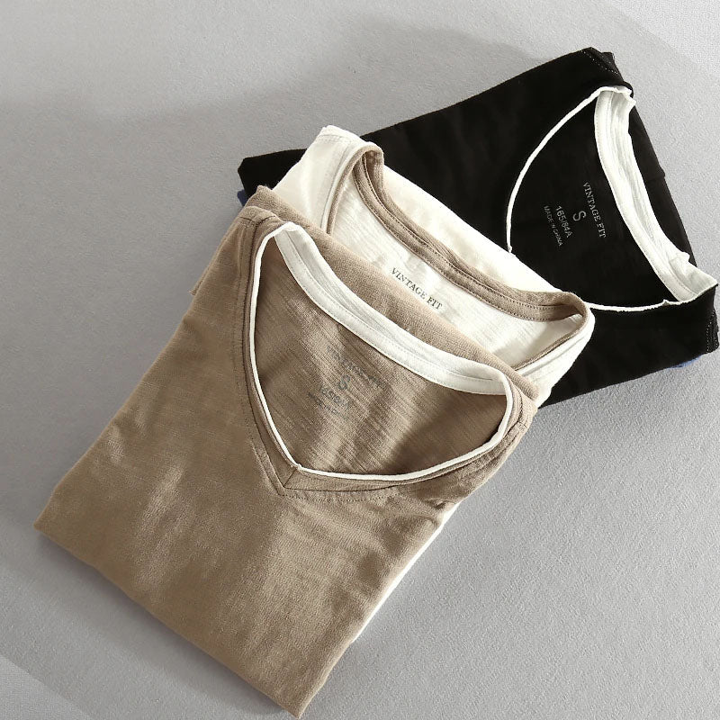 Long Sleeve V-Neck Men's Top with Distinctive Trim | L&S - 6 - London-stylehouse.com