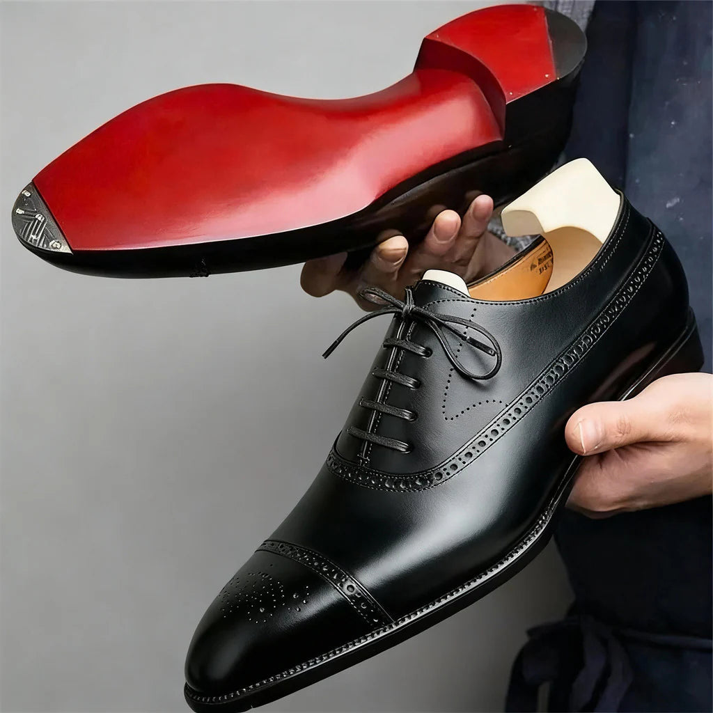Men's Lace-Up Shoes with Cap-Toe Design + Elegant Detailing | L&S - 1 - London-stylehouse.com