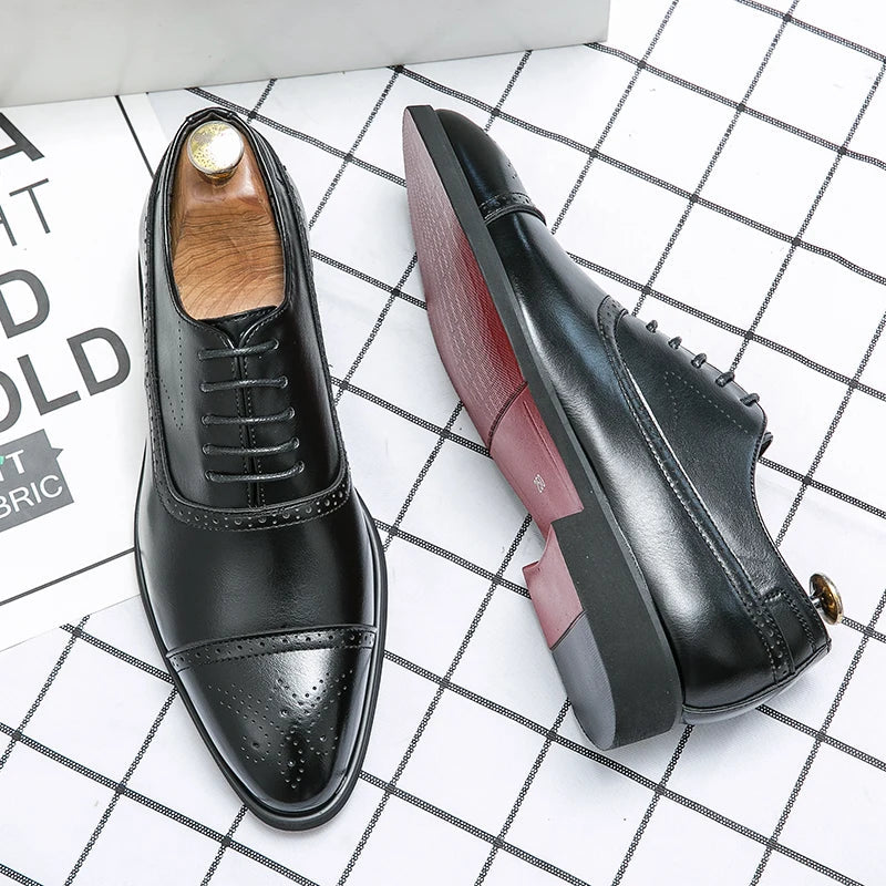 Men's Lace-Up Shoes with Cap-Toe Design + Elegant Detailing | L&S - 2 - London-stylehouse.com
