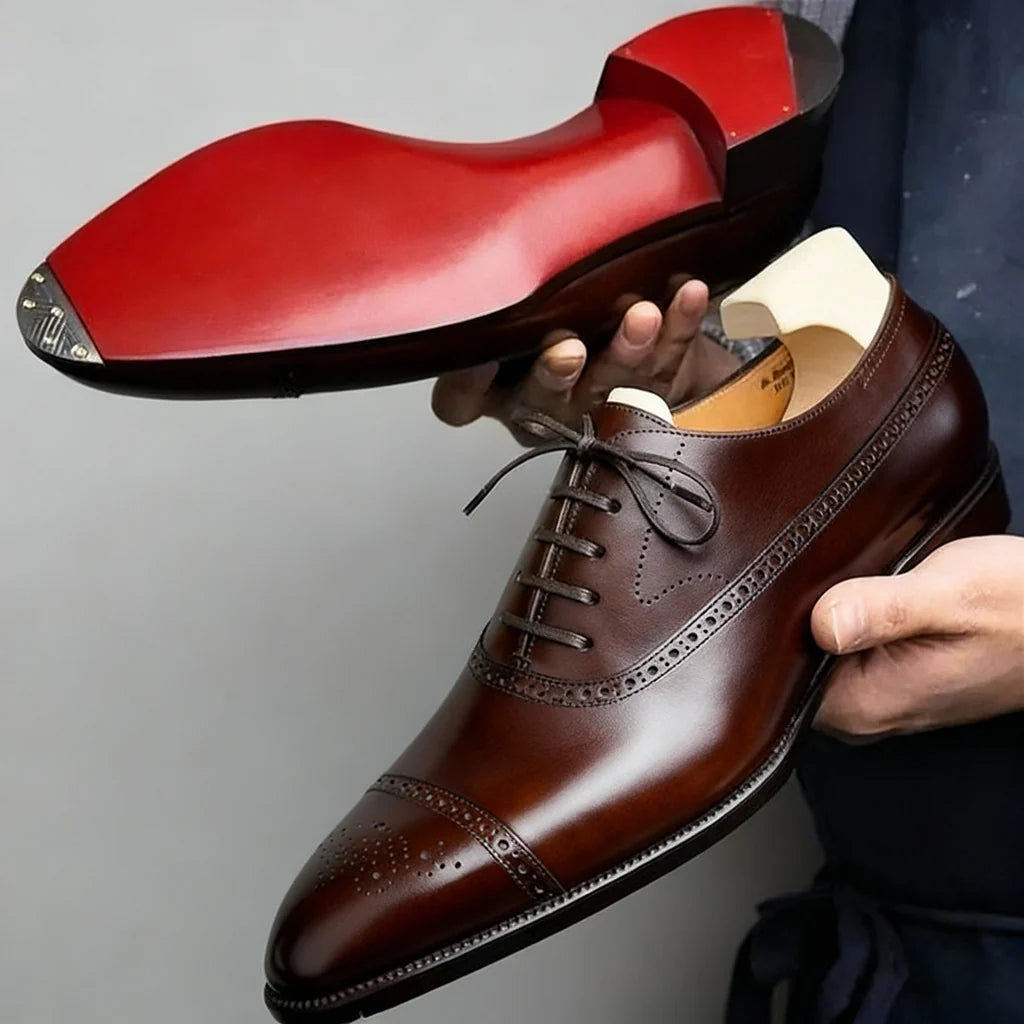 Men's Lace-Up Shoes with Cap-Toe Design + Elegant Detailing | L&S - 3 - London-stylehouse.com