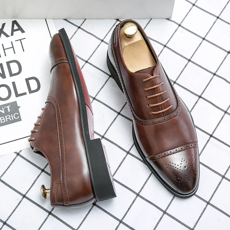 Men's Lace-Up Shoes with Cap-Toe Design + Elegant Detailing | L&S - 4 - London-stylehouse.com