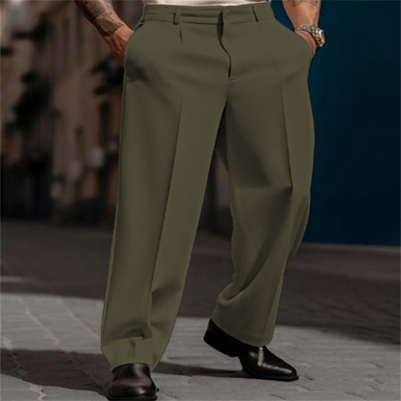 Men's Wide Leg Trousers with Elegant Pleats | L&S - 1 - London-stylehouse.com