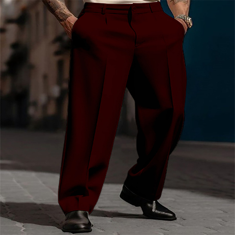 Men's Wide Leg Trousers with Elegant Pleats | L&S - 6 - London-stylehouse.com