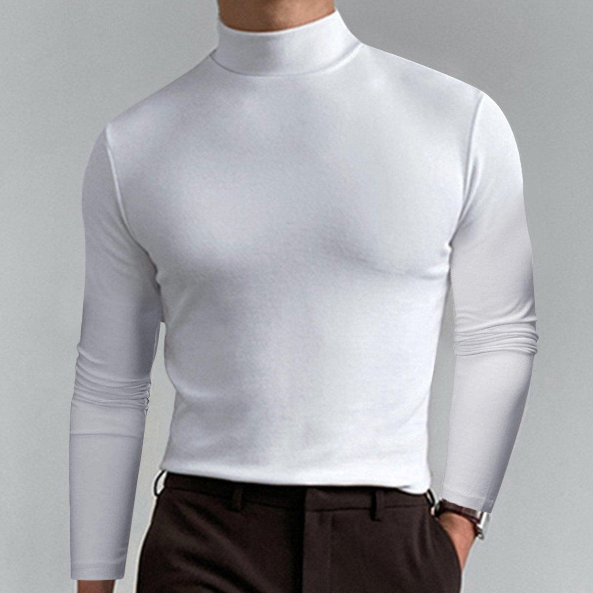 Pullover Men's Slim Fit with Stand-Up Collar | L&S - 1 - London-stylehouse.com