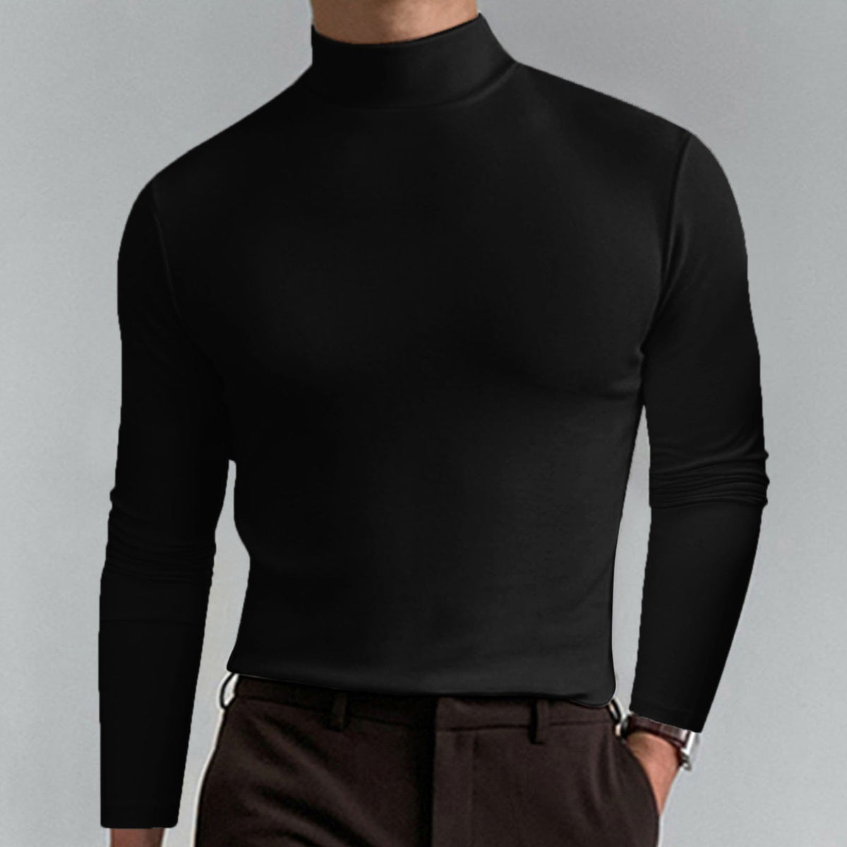 Pullover Men's Slim Fit with Stand-Up Collar | L&S - 2 - London-stylehouse.com