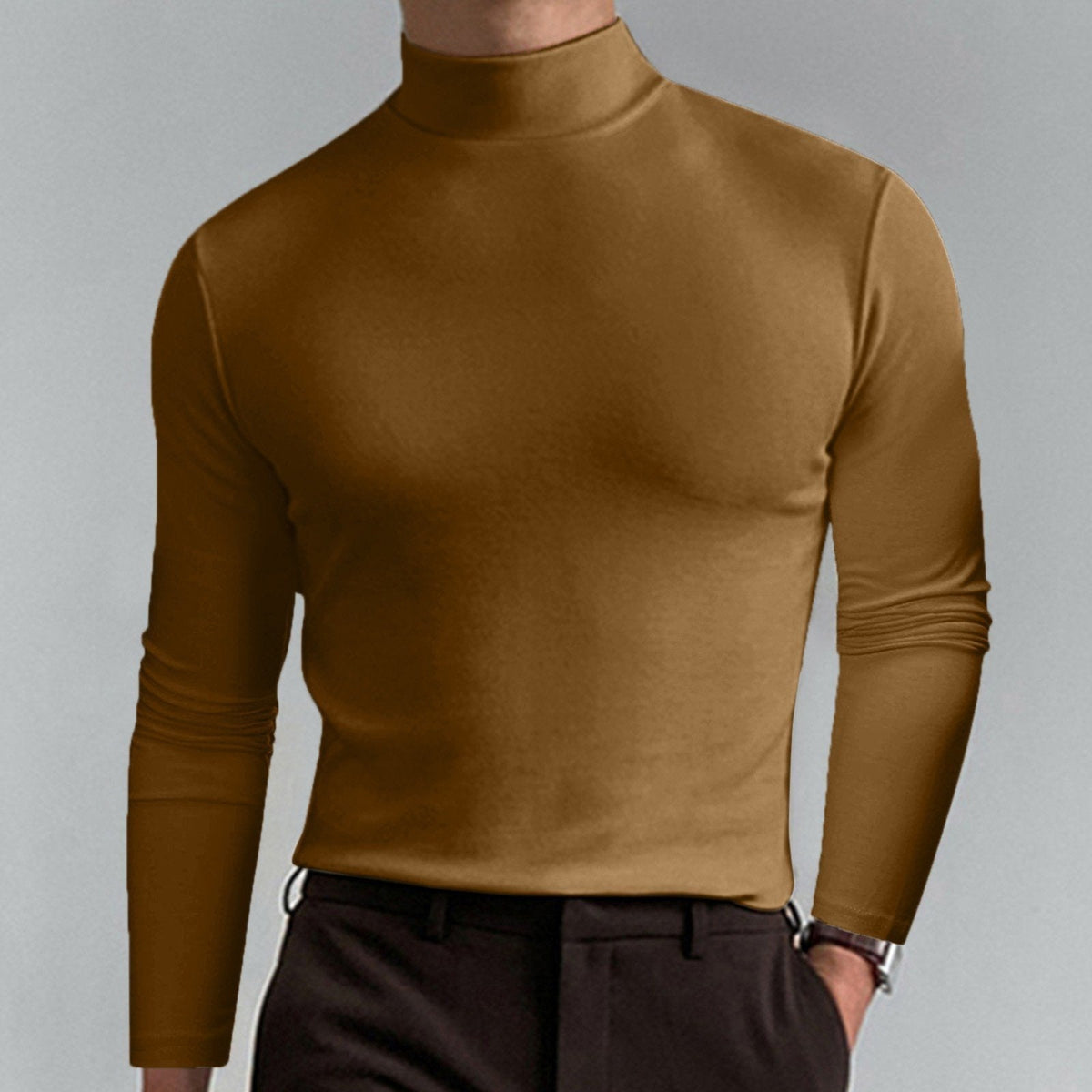 Pullover Men's Slim Fit with Stand-Up Collar | L&S - 6 - London-stylehouse.com