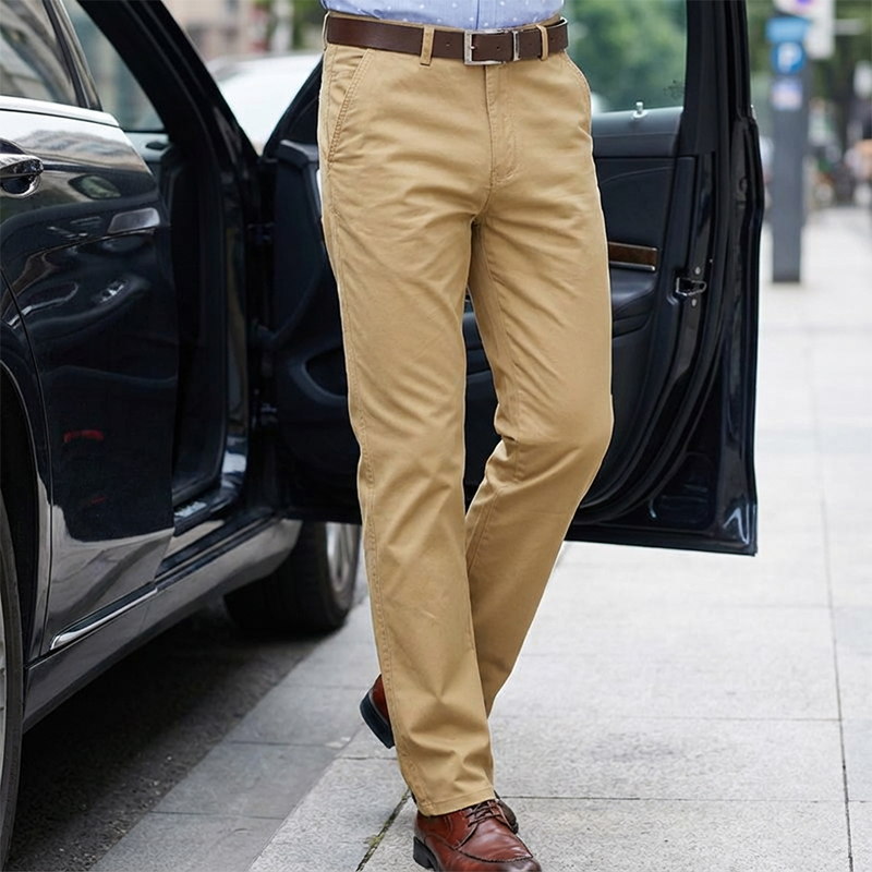 Men's Tailored Chinos with Slim Fit | L&S - 5 - London-stylehouse.com