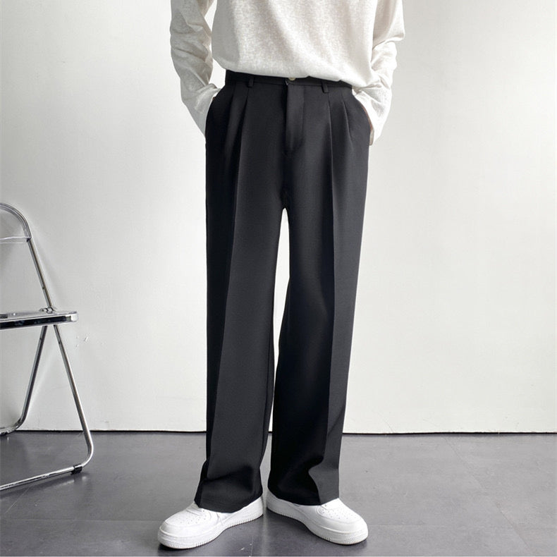 Men's Tailored Trousers with Straight Cut and Soft Pleats | L&S - 1 - London-stylehouse.com