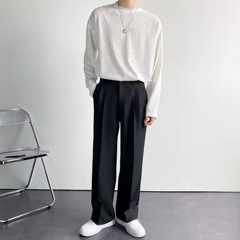 Men's Tailored Trousers with Straight Cut and Soft Pleats | L&S - 5 - London-stylehouse.com