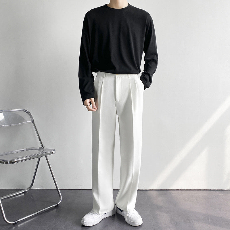 Men's Tailored Trousers with Straight Cut and Soft Pleats | L&S - 12 - London-stylehouse.com
