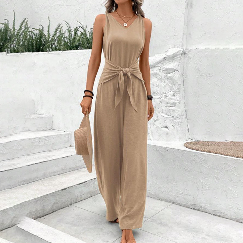 Jumpsuit Women's Relaxed Fit with Adjustable Waist Tie | L&S - 5 - London-stylehouse.com