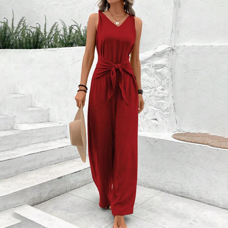 Jumpsuit Women's Relaxed Fit with Adjustable Waist Tie | L&S - 7 - London-stylehouse.com