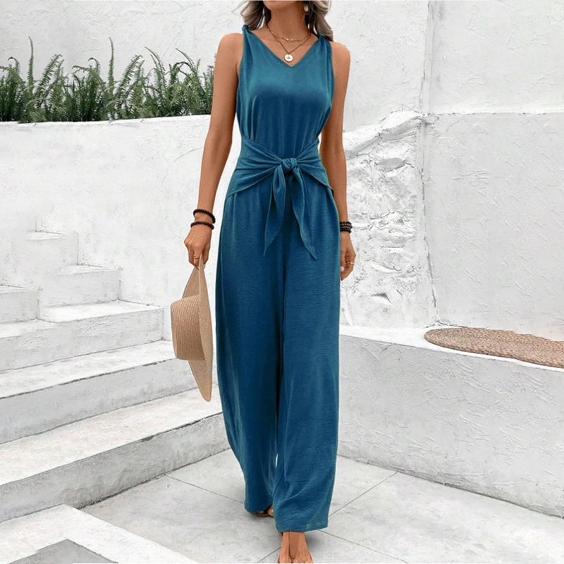 Jumpsuit Women's Relaxed Fit with Adjustable Waist Tie | L&S - 8 - London-stylehouse.com