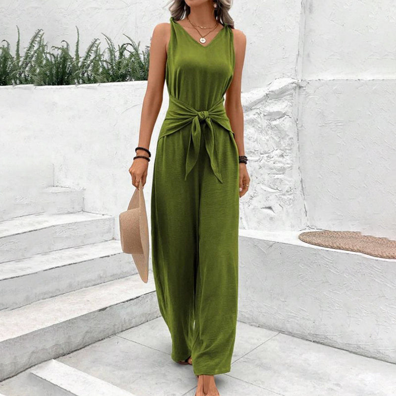 Jumpsuit Women's Relaxed Fit with Adjustable Waist Tie | L&S - 9 - London-stylehouse.com