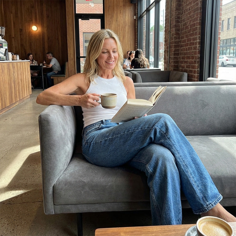 Wide Leg Jeans Women's Relaxed Fit with Vintage Wash | L&S - 7 - London-stylehouse.com
