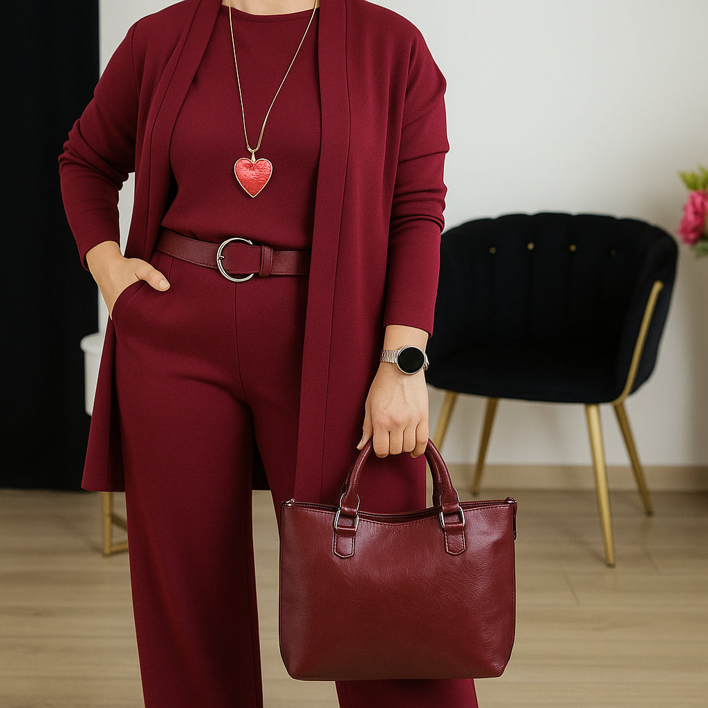Chic Women's Outfit with Long Cardigan and Wide-Leg Trousers | L&S - 2 - London-stylehouse.com