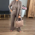 Chic Women's Outfit with Long Cardigan and Wide-Leg Trousers | L&S - 4 - London-stylehouse.com