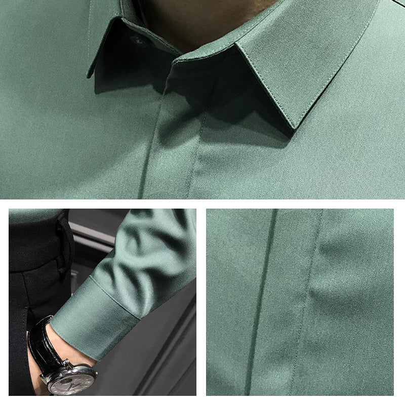 Men's Fitted Long Sleeve Shirt with Tailored Cut | L&S - 3 - London-stylehouse.com