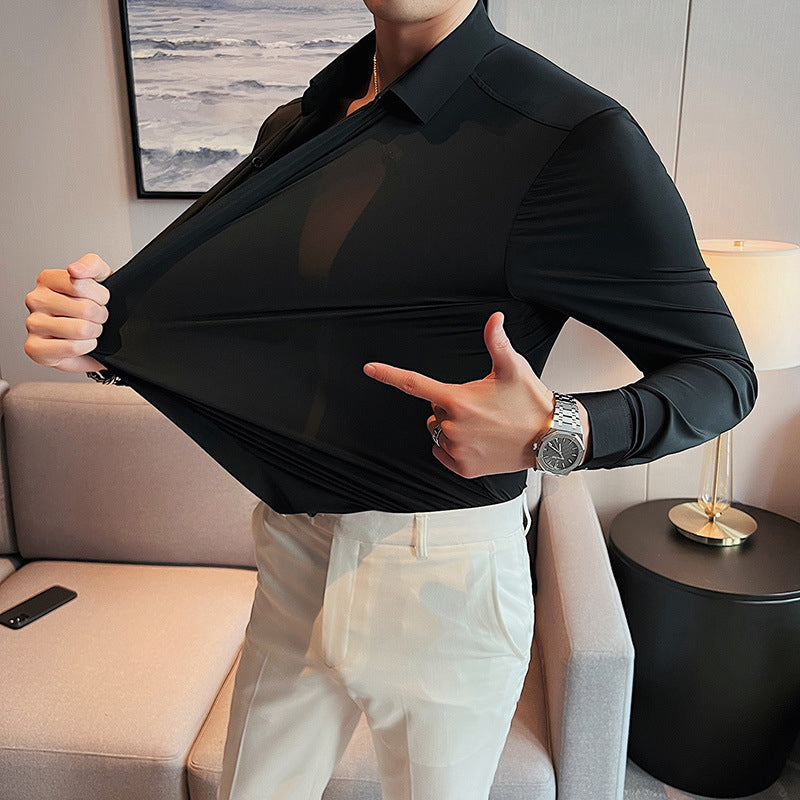 Men's Fitted Long Sleeve Shirt with Tailored Cut | L&S - 4 - London-stylehouse.com