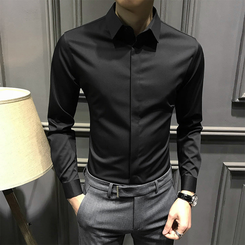 Men's Fitted Long Sleeve Shirt with Tailored Cut | L&S - 5 - London-stylehouse.com