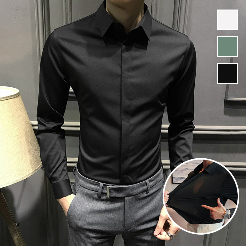 Men's Fitted Long Sleeve Shirt with Tailored Cut | L&S - 6 - London-stylehouse.com