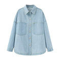 Women's Relaxed Fit Denim Jacket with Chest Pockets | L&S - 1 - London-stylehouse.com