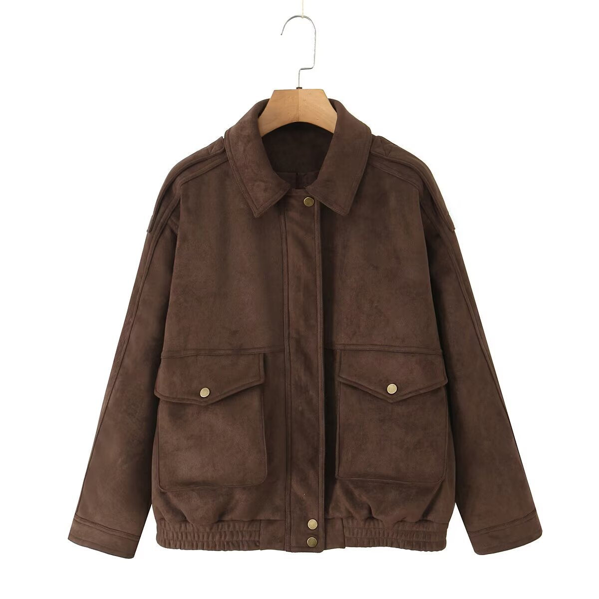 Women's Oversized Jacket with Flap Pockets and Elasticated Hem | L&S - 2 - London-stylehouse.com
