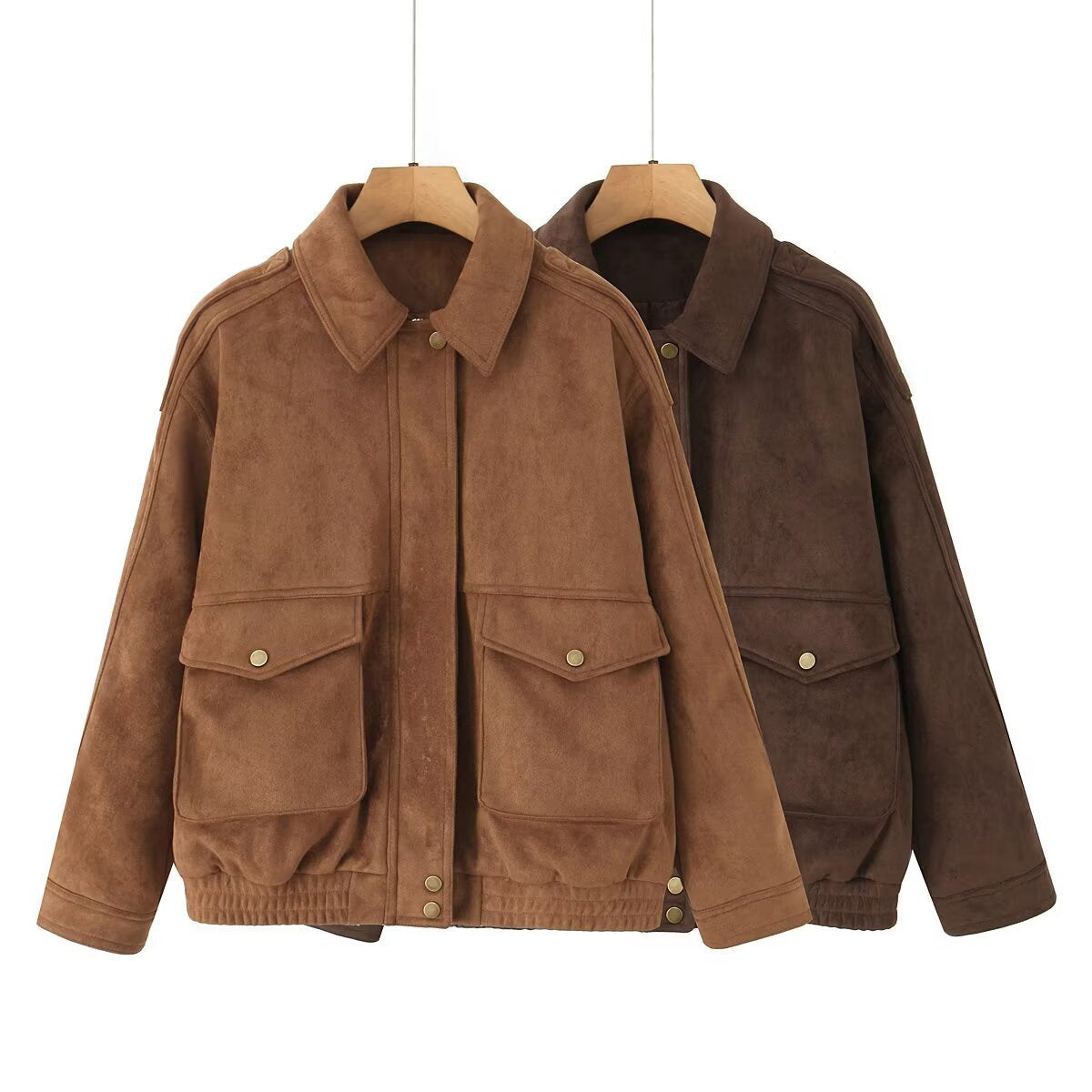 Women's Oversized Jacket with Flap Pockets and Elasticated Hem | L&S - 4 - London-stylehouse.com