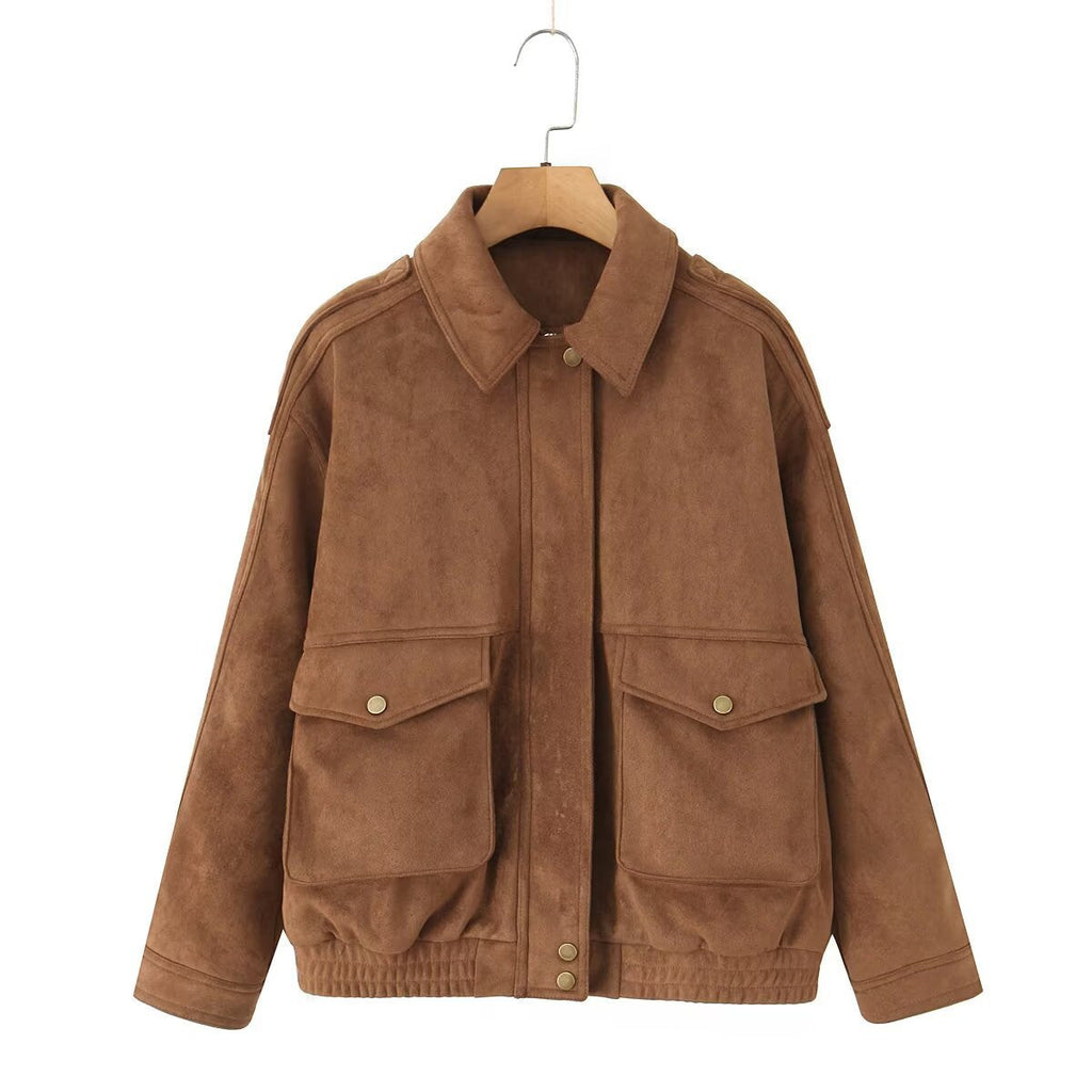Women's Oversized Jacket with Flap Pockets and Elasticated Hem | L&S - 6 - London-stylehouse.com